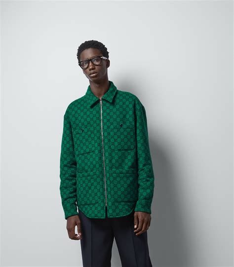 Mens Gucci green Wool GG Overshirt 